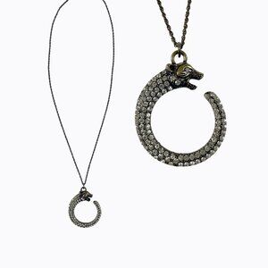 Samantha Wills Panther Crystal Crescent Necklace Brass Chain Old Money Boho Luxe